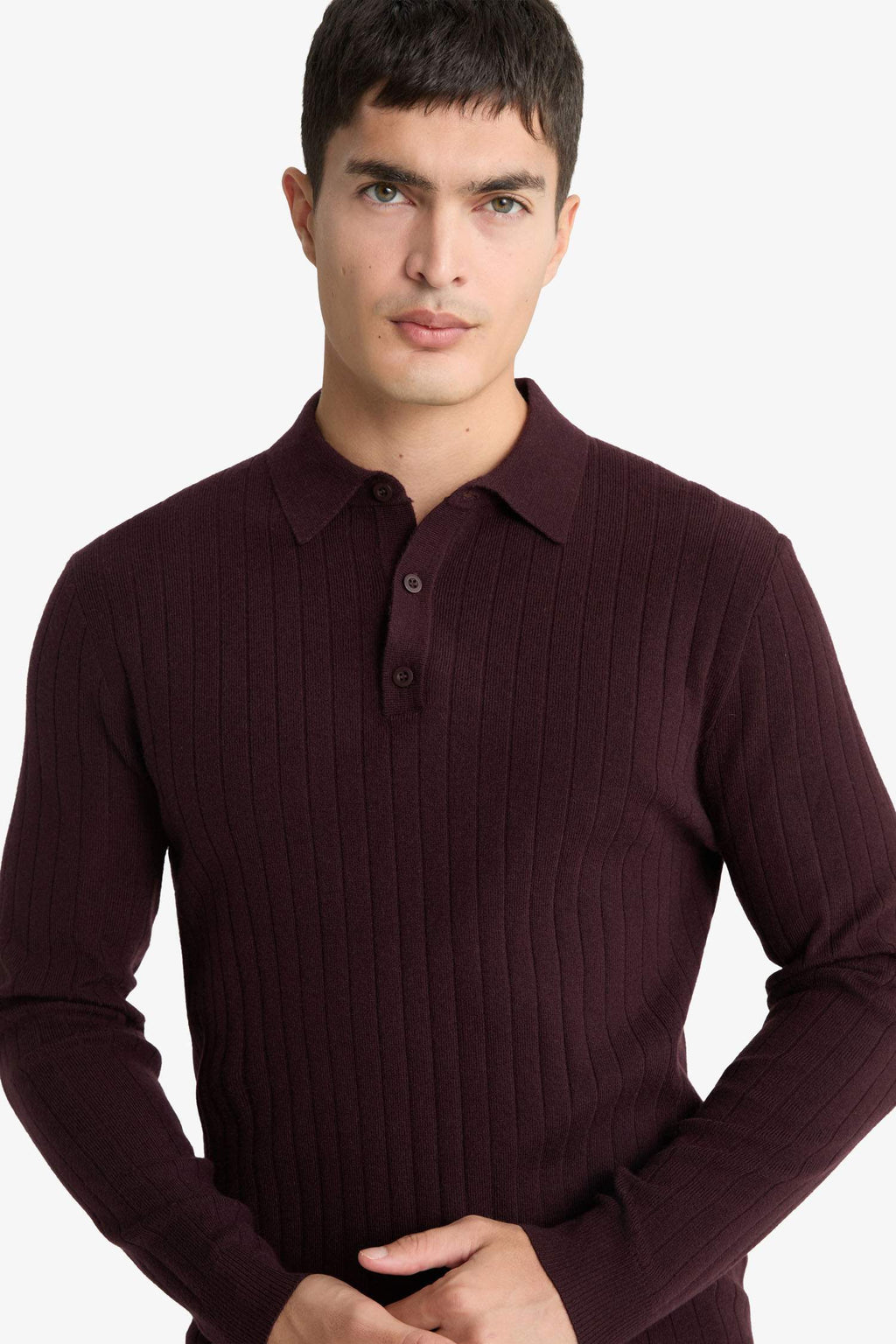 Standard Fit Polo Collar Knit Sweater