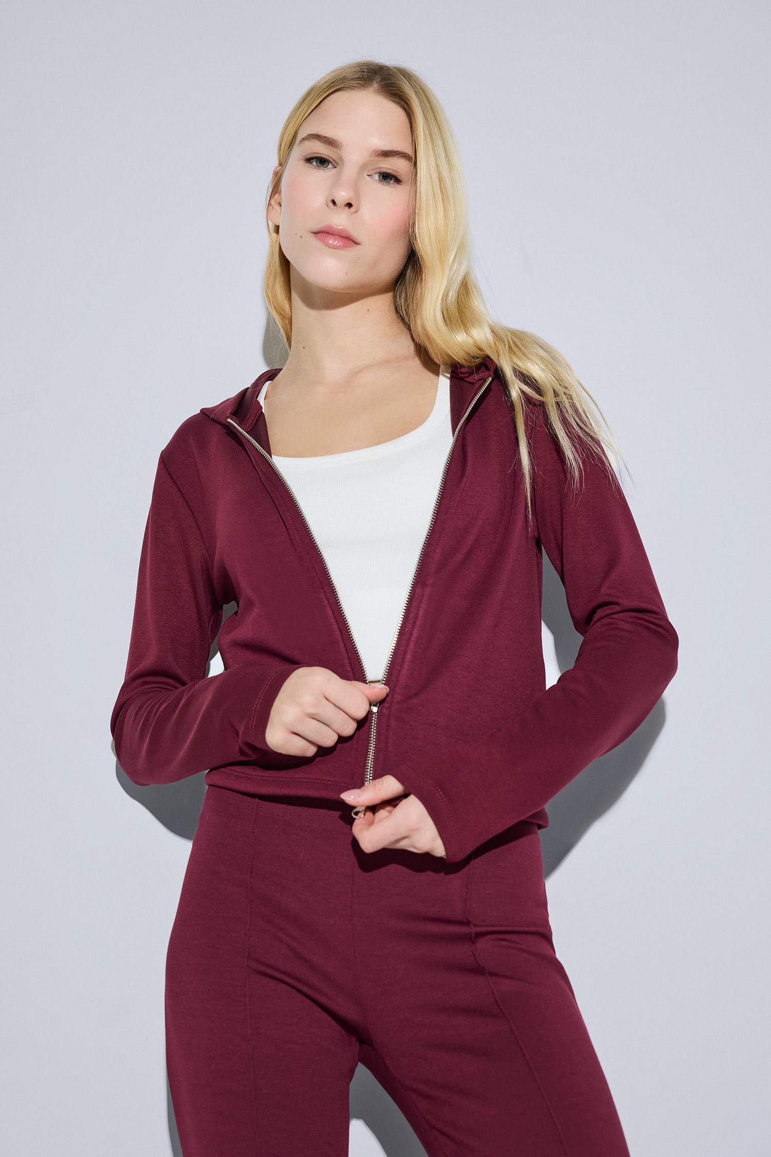 Slim Fit Hooded Modal Zip-Up Sweatshirt