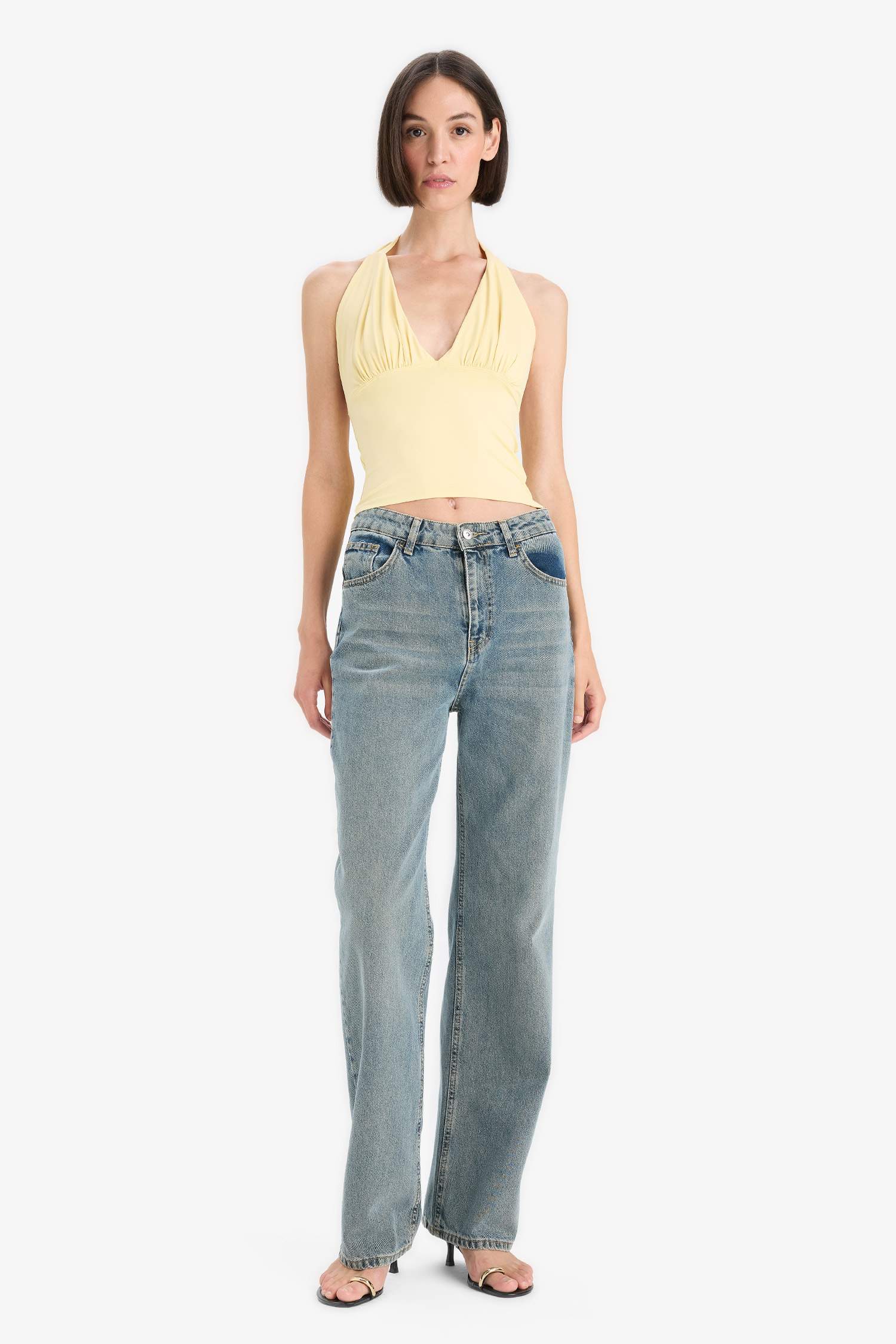 Slim Fit Narrow Cut Halter Neck Tank Top