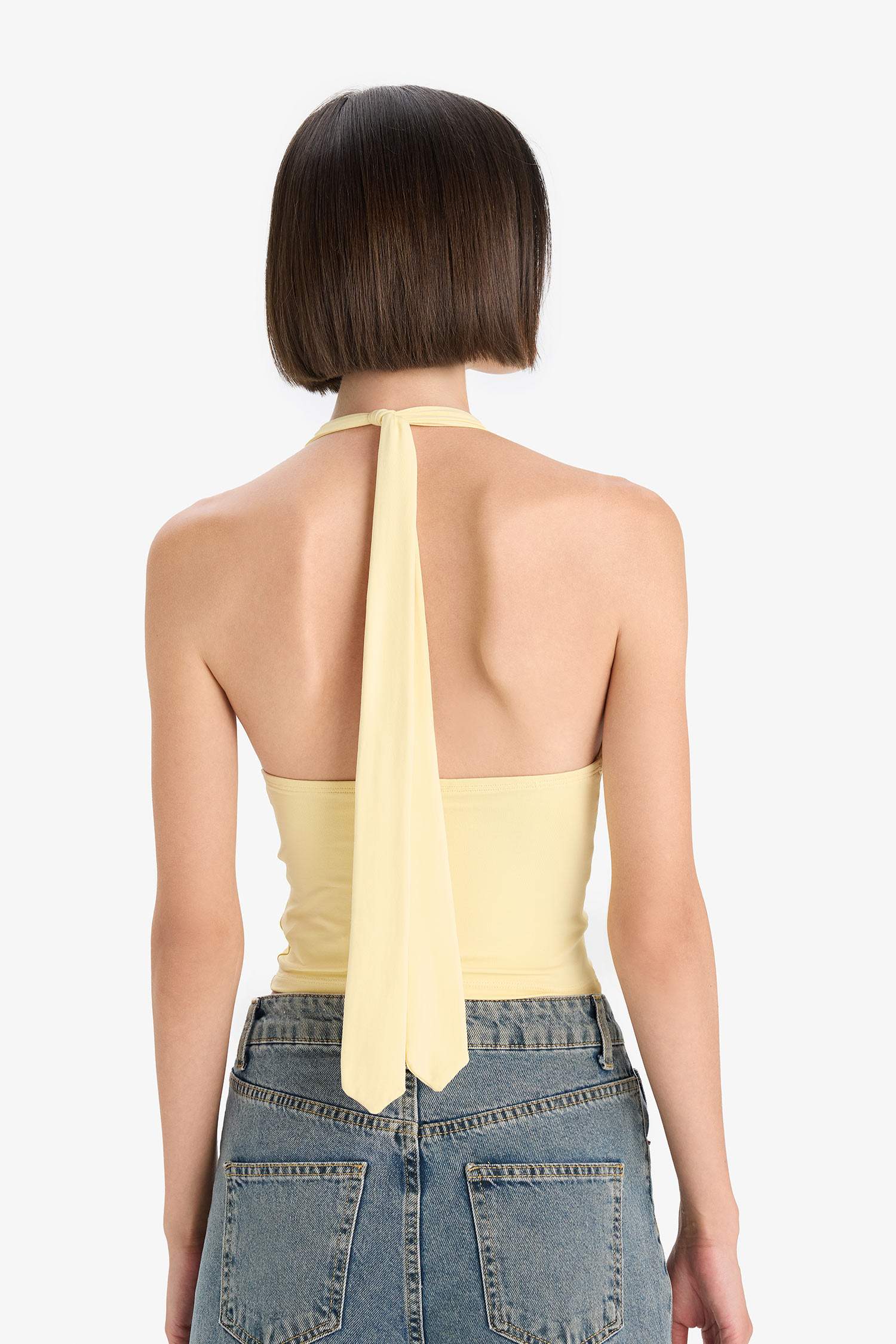 Slim Fit Narrow Cut Halter Neck Tank Top