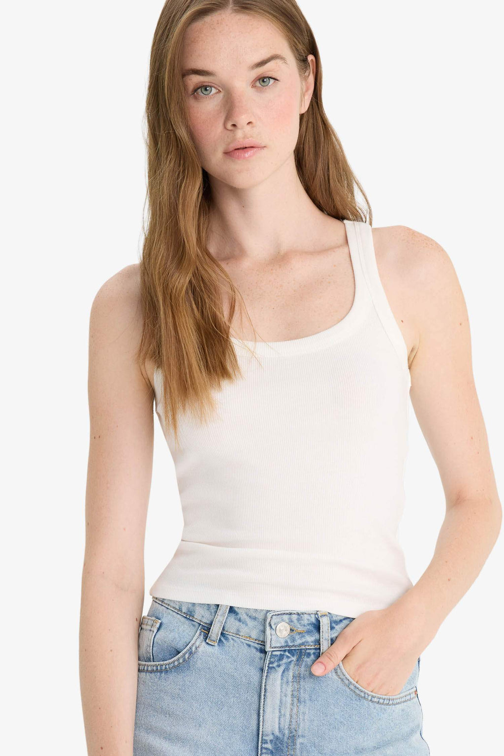 Fitted U-Neck Ribbed Camisole Athlete