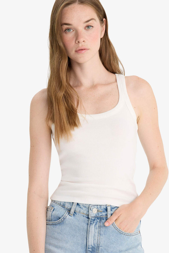 Fitted U-Neck Ribbed Camisole Athlete Hover Image
