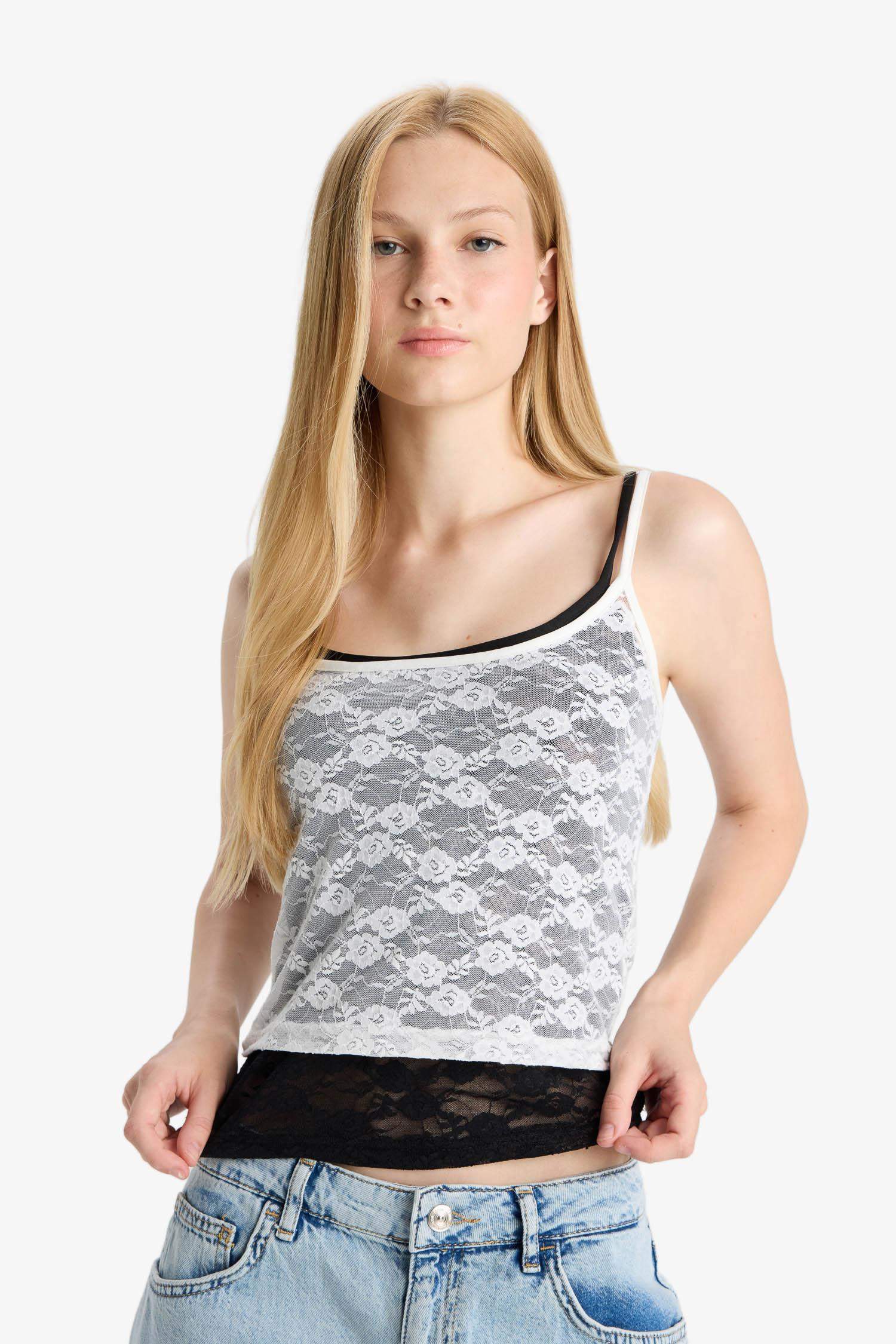 Cool Fitted Lace Tank Top