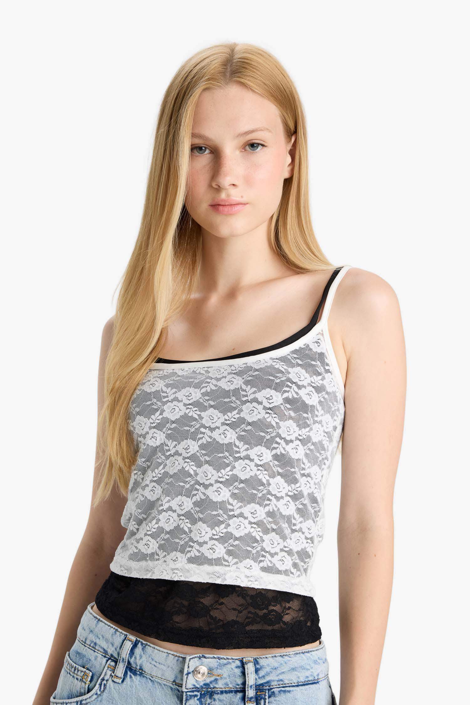 Cool Fitted Lace Tank Top