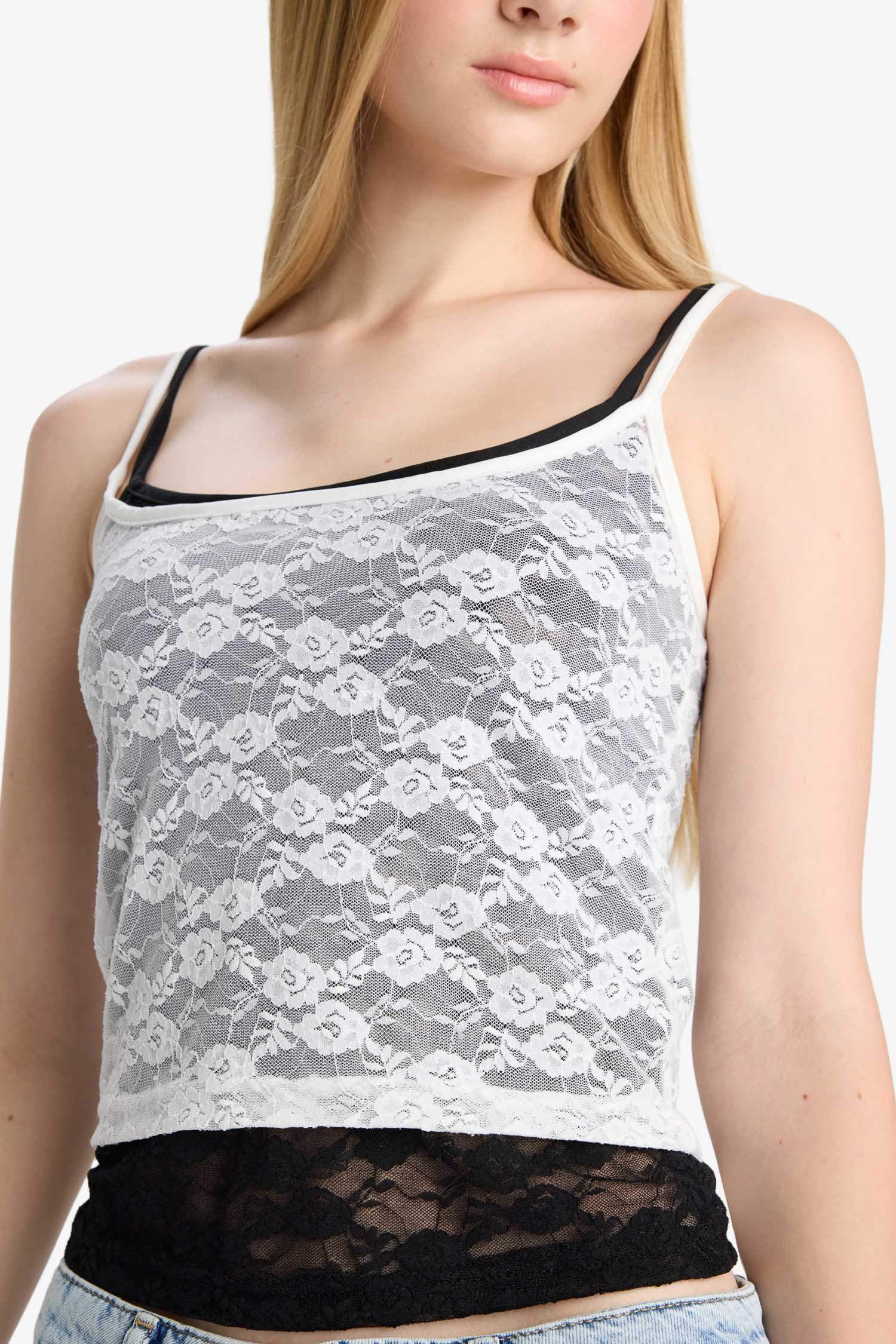 Cool Fitted Lace Tank Top