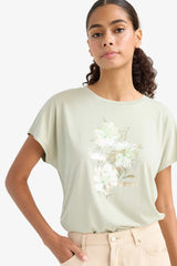 Crew Neck Floral Short Sleeve T-Shirt