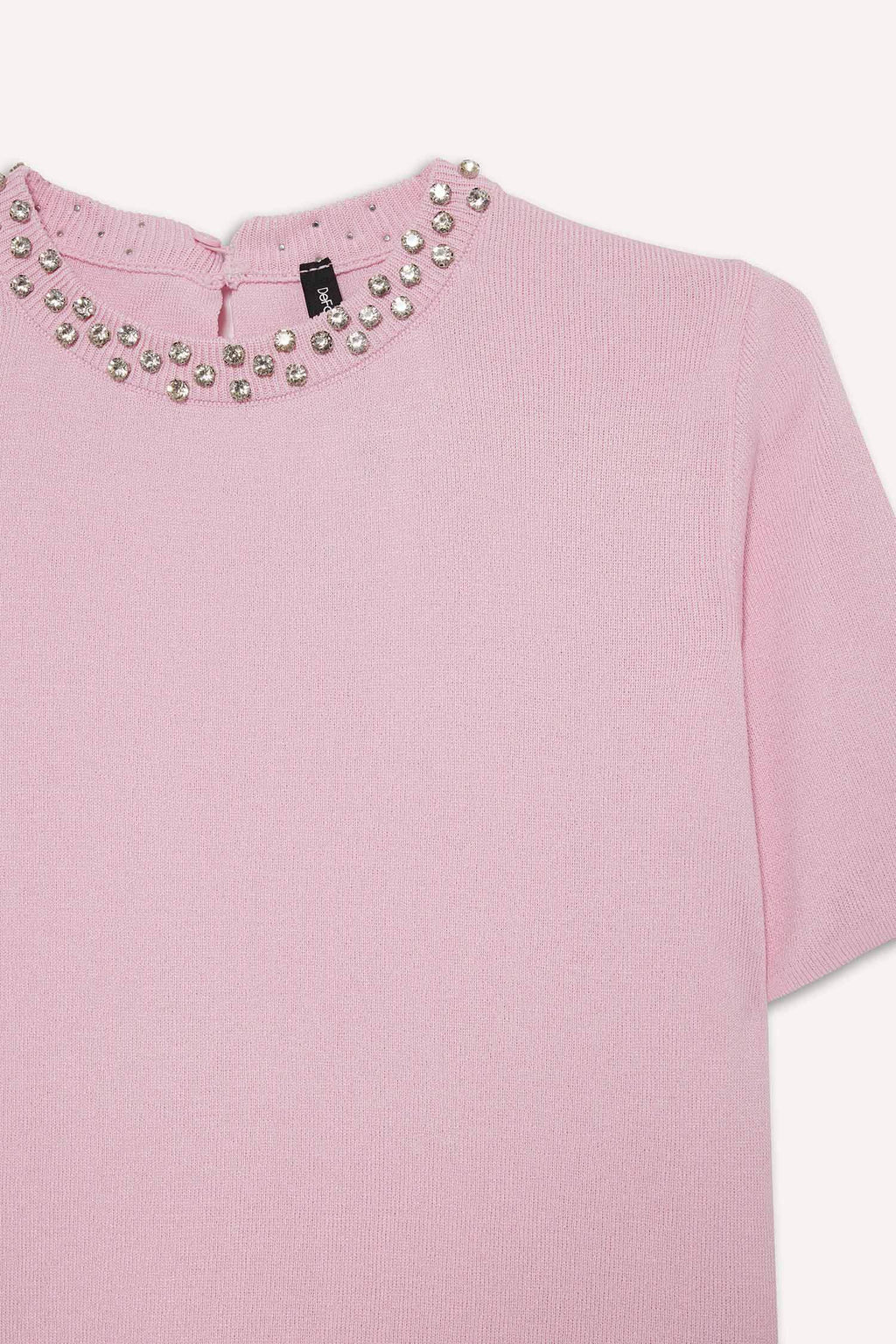 Regular Fit Crew Neck Embroidered Crepe Short Sleeve Knitwear Sweater