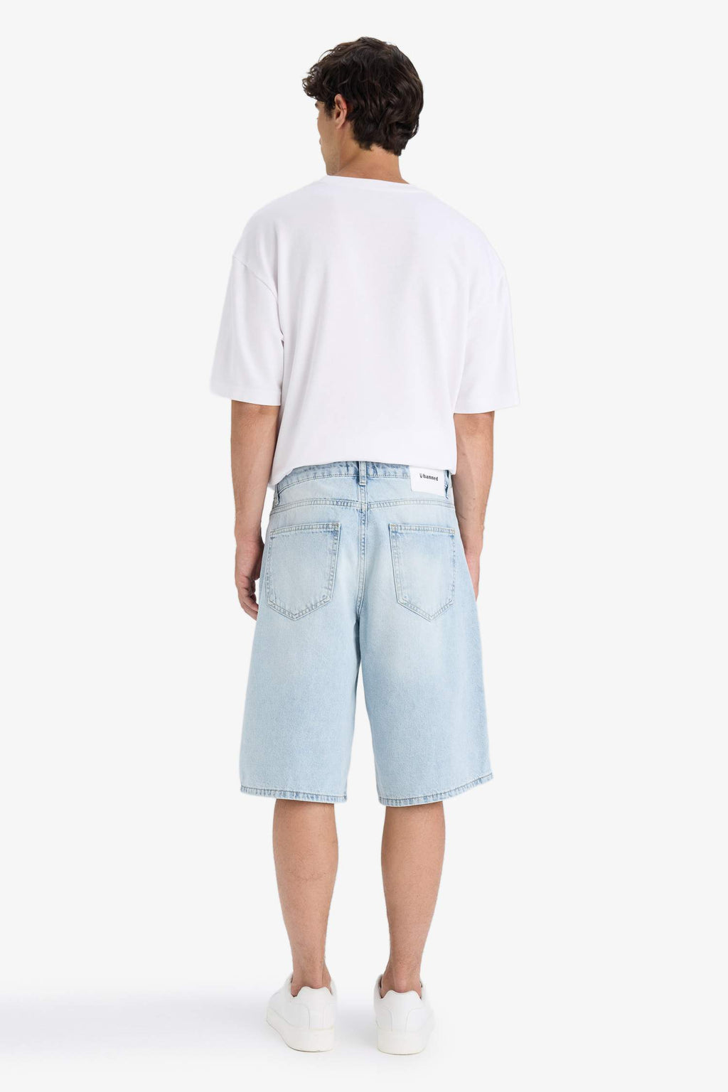 100% Cotton Baggy Fit Jean Bermuda Shorts