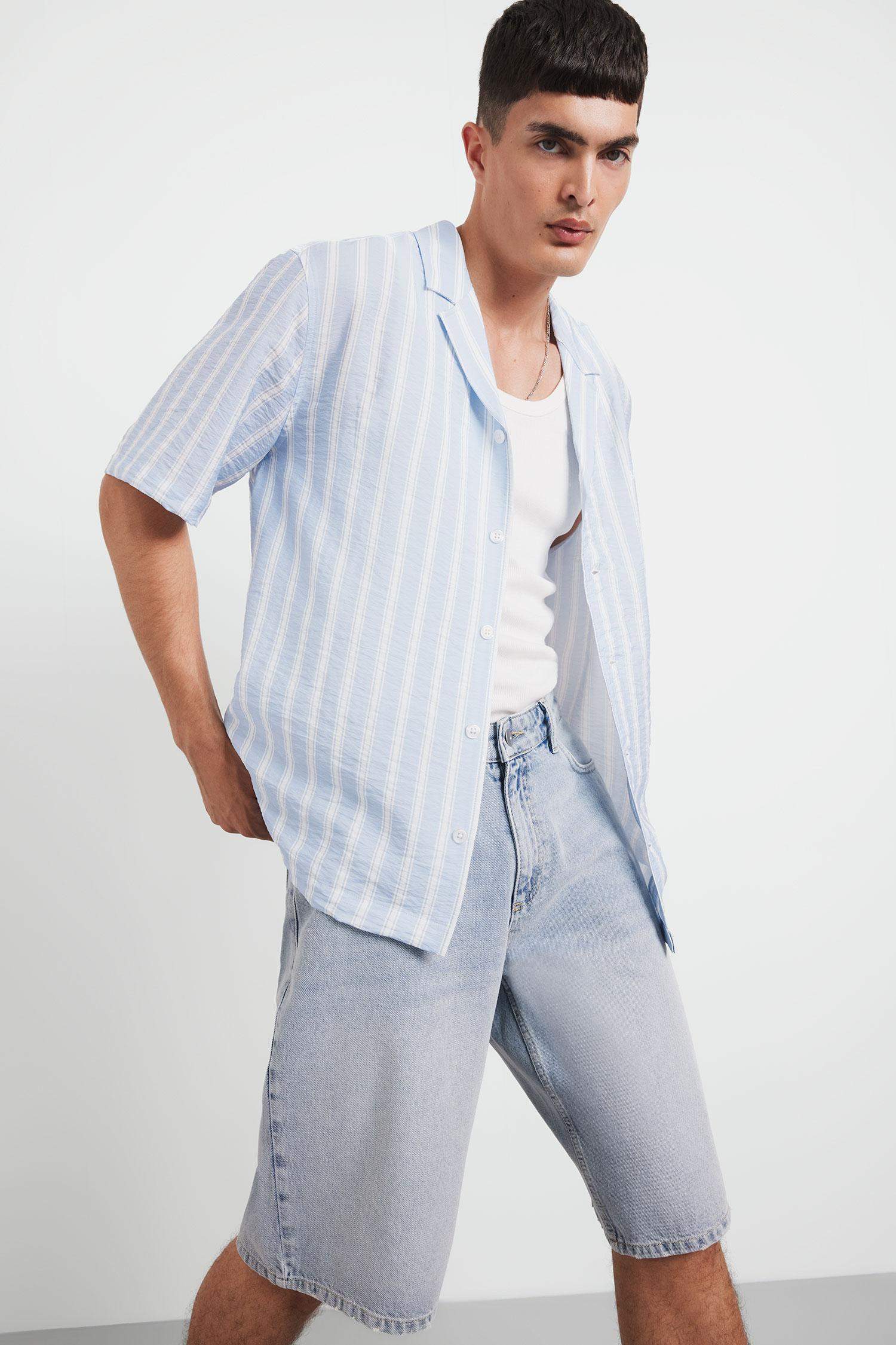 100% Cotton Baggy Fit Jean Bermuda Shorts