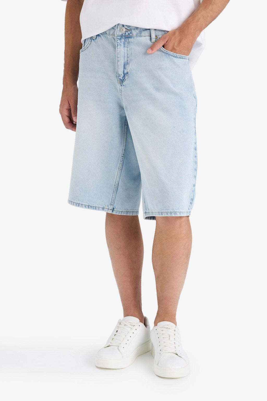 100% Cotton Baggy Fit Jean Bermuda Shorts