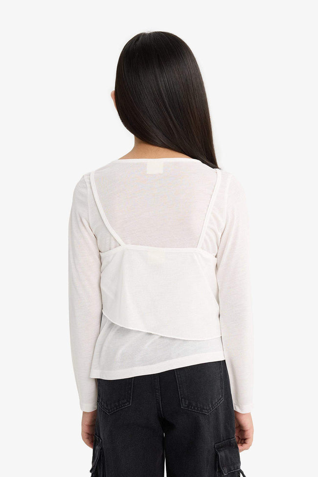 Girls Fitted Crew Neck Long Sleeve T-Shirt Main Image