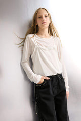 Girls Fitted Crew Neck Long Sleeve T-Shirt