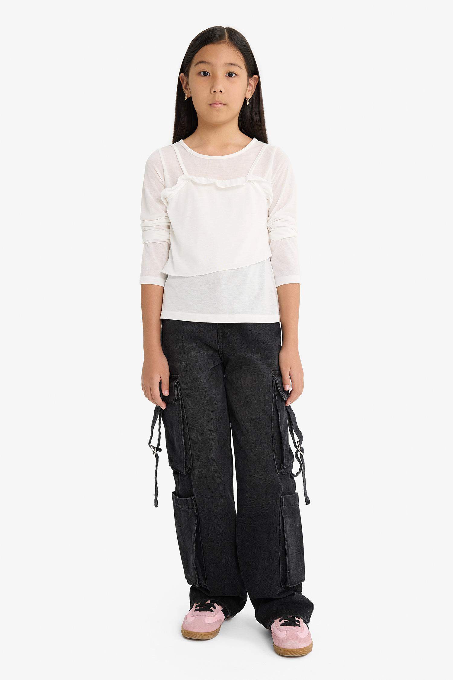 Girls Fitted Crew Neck Long Sleeve T-Shirt