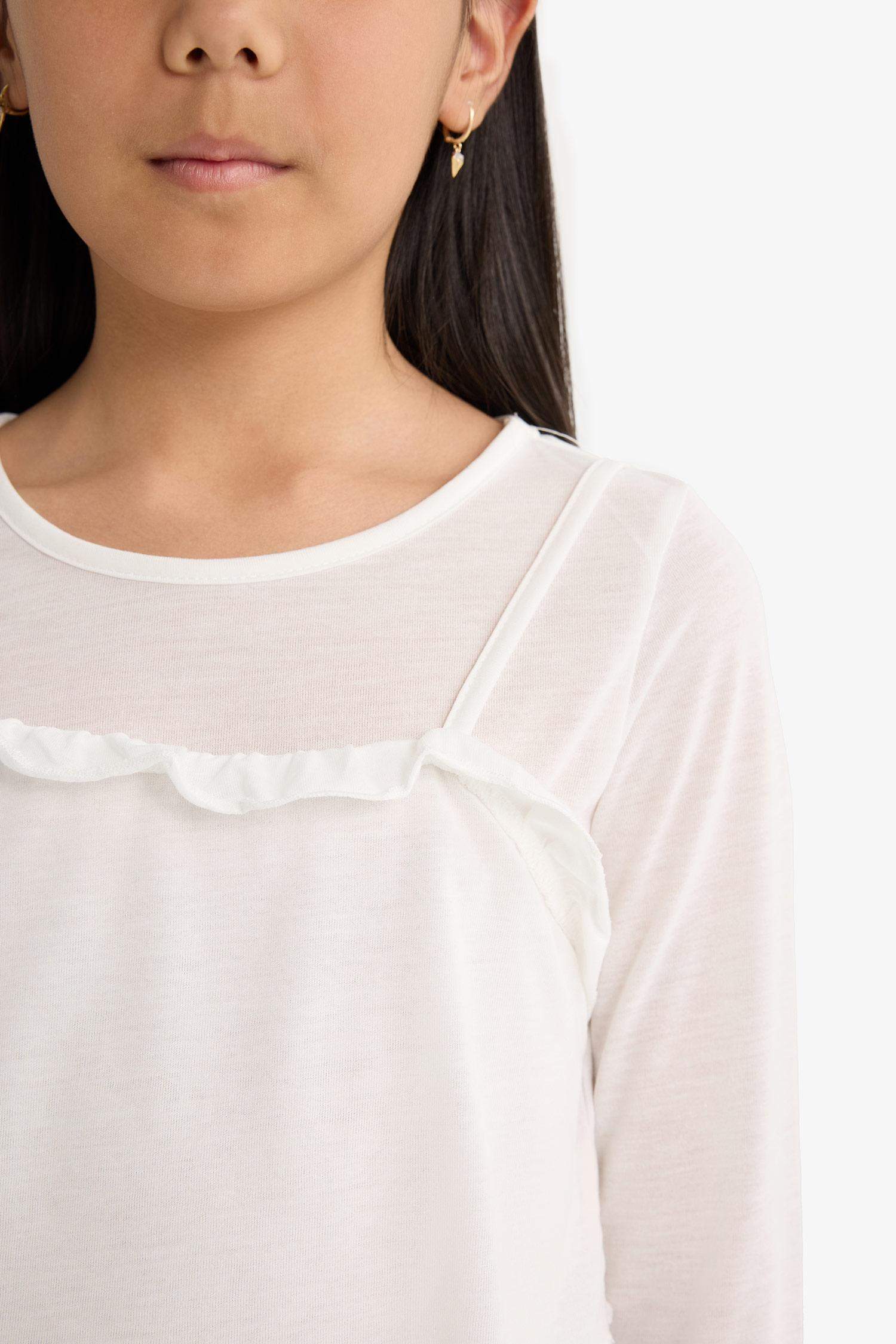 Girls Fitted Crew Neck Long Sleeve T-Shirt