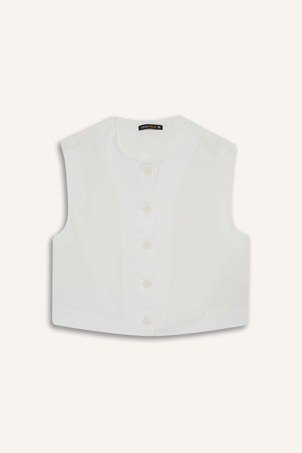 Cropped Fit Crew Neck Crepe Vest