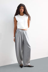 Cropped Fit Crew Neck Crepe Vest