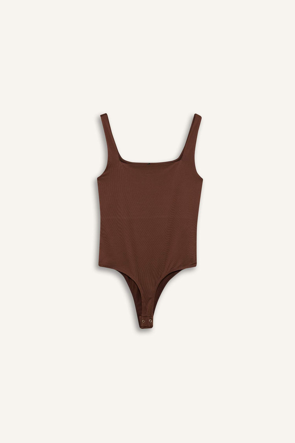 Square Neck Basic Plain Snap Bodysuit