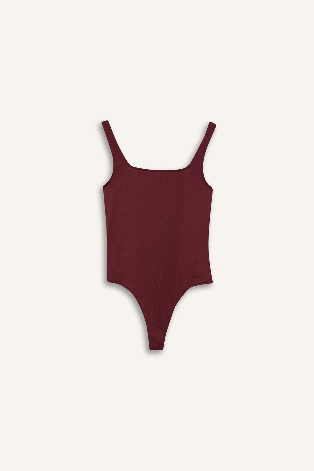 Square Neck Basic Plain Snap Bodysuit