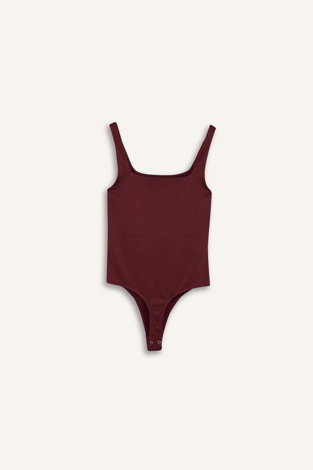 Square Neck Basic Plain Snap Bodysuit