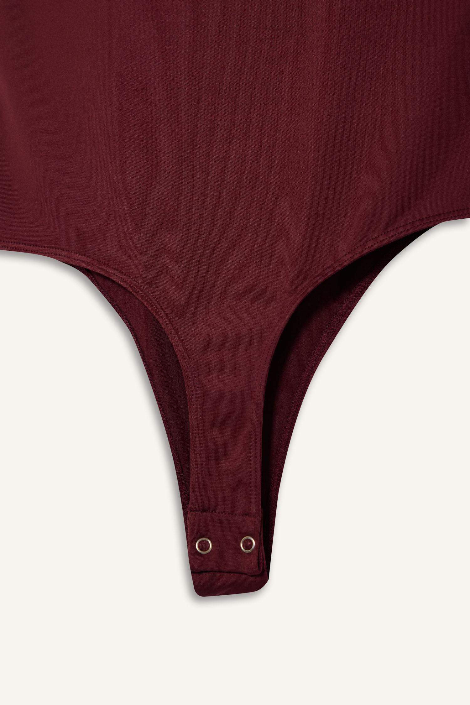 Square Neck Basic Plain Snap Bodysuit