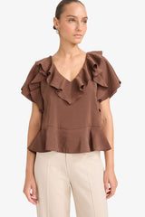 Regular Fit V-Neck Modal Short-Sleeve Blouse