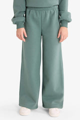 Girls 2-Piece Set Printed Half Zippered Sweatshirt Wide Leg Tracksuit Bottoms