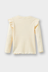 Baby Girl Crew Neck Ballerina Printed Ribbed Camisole Long Sleeve T-Shirt