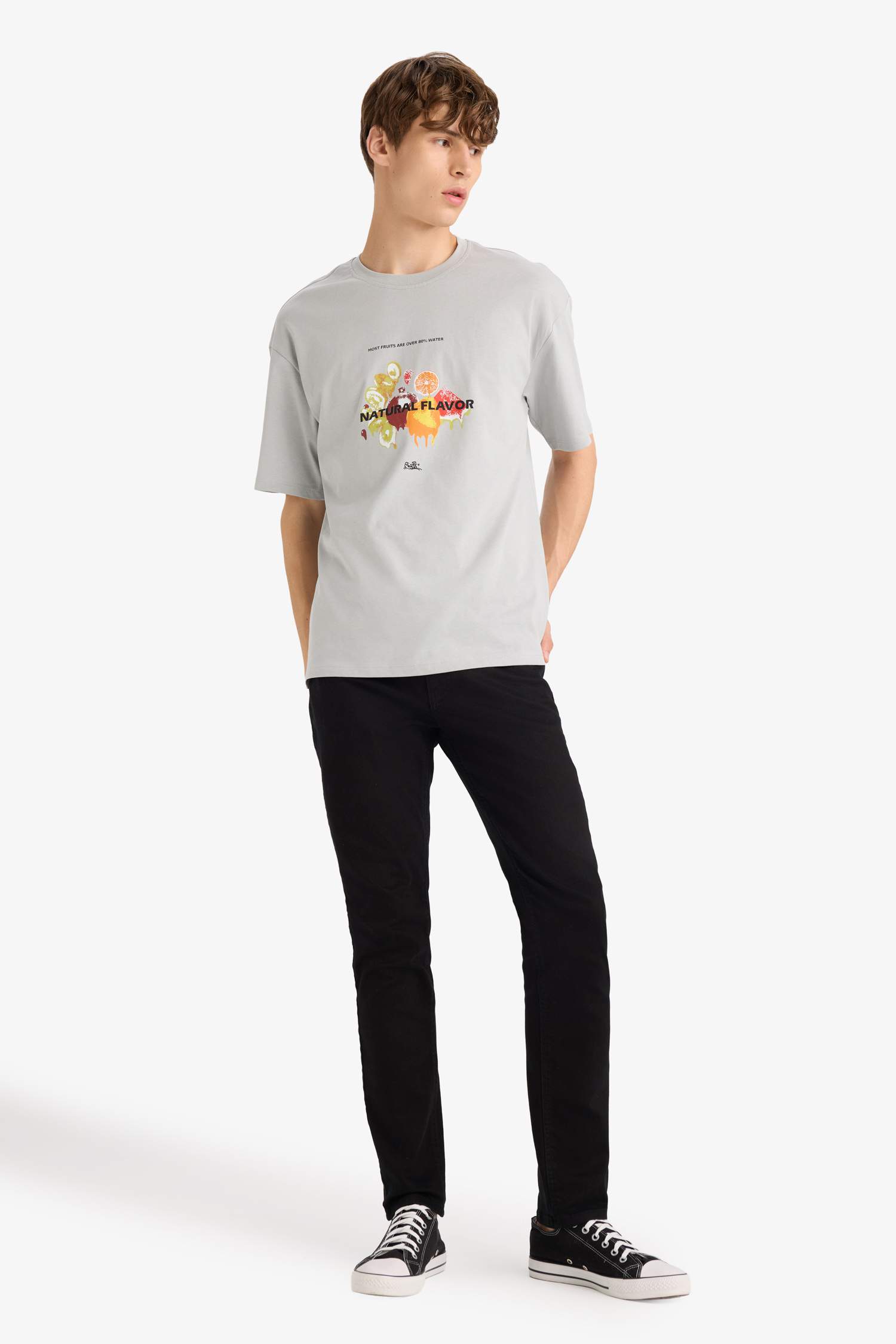 Boxy Fit Crew Neck Printed Short Sleeve T-Shirt