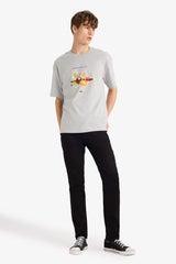 Boxy Fit Crew Neck Printed Short Sleeve T-Shirt