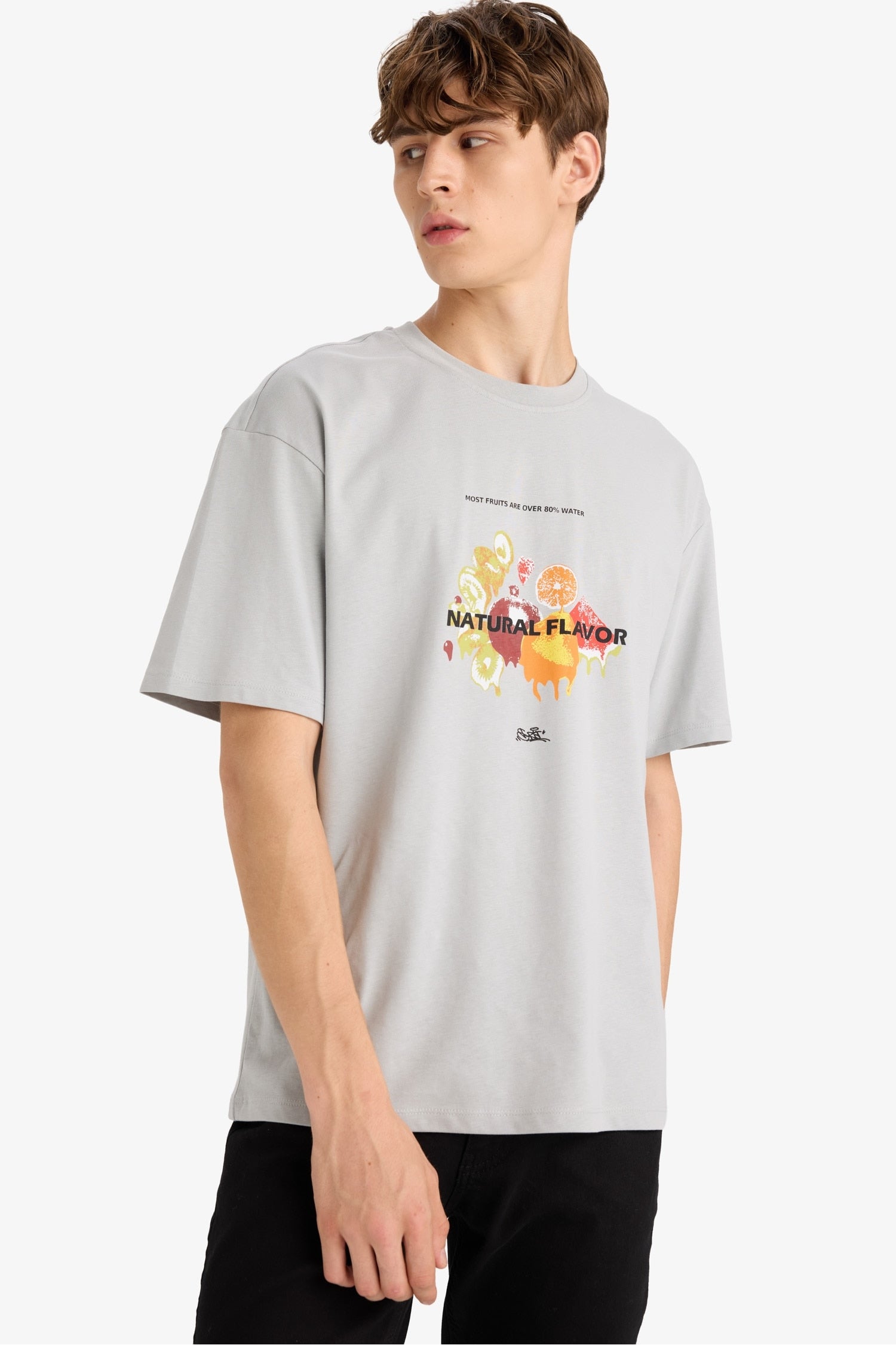 Boxy Fit Crew Neck Printed Short Sleeve T-Shirt