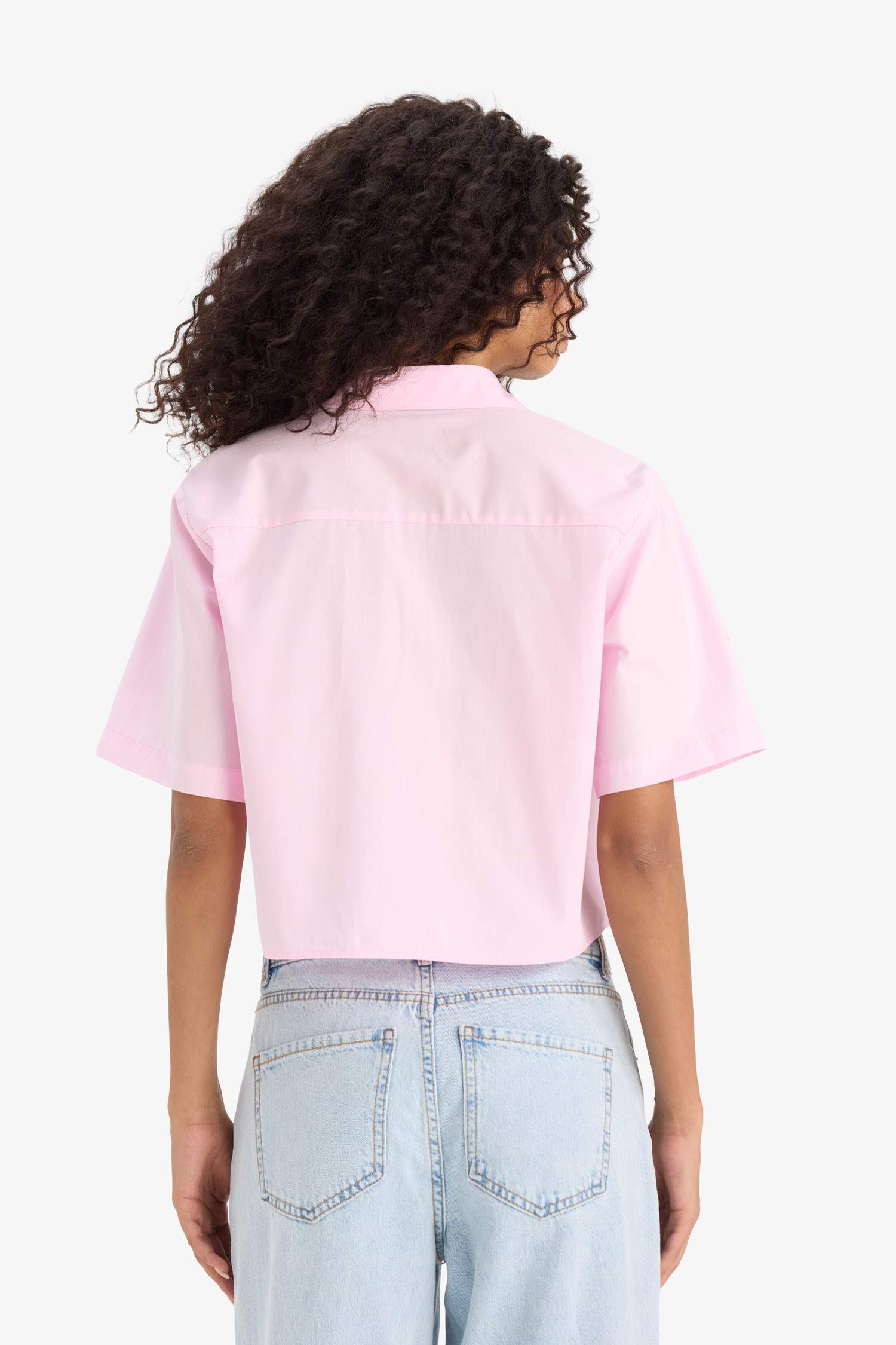 Regular Fit Shirt Collar Poplin Short Sleeve Shirt