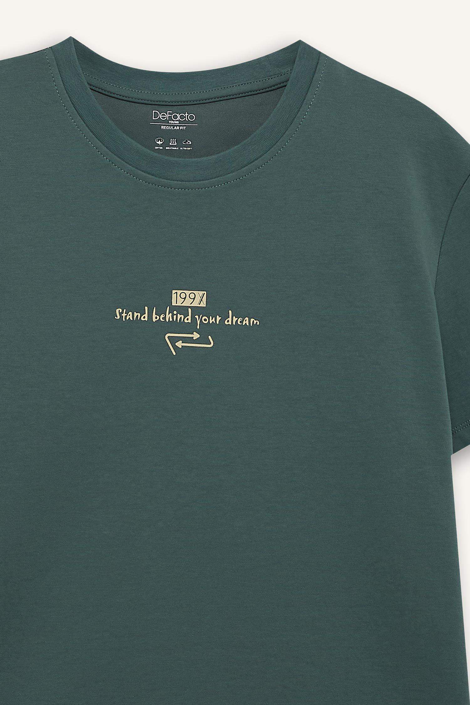 Boxy Fit Crew Neck Printed Short Sleeve T-Shirt