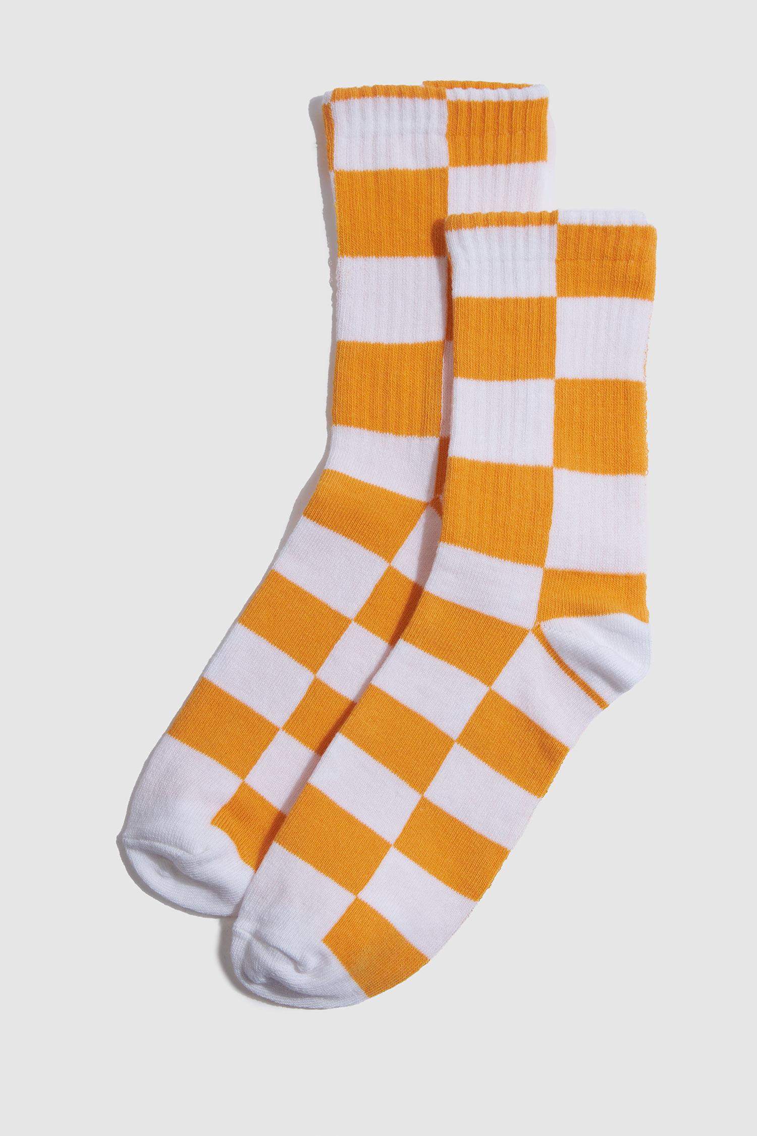 Girls Checkerboard Patterned 3-Pack Cotton Long Socks