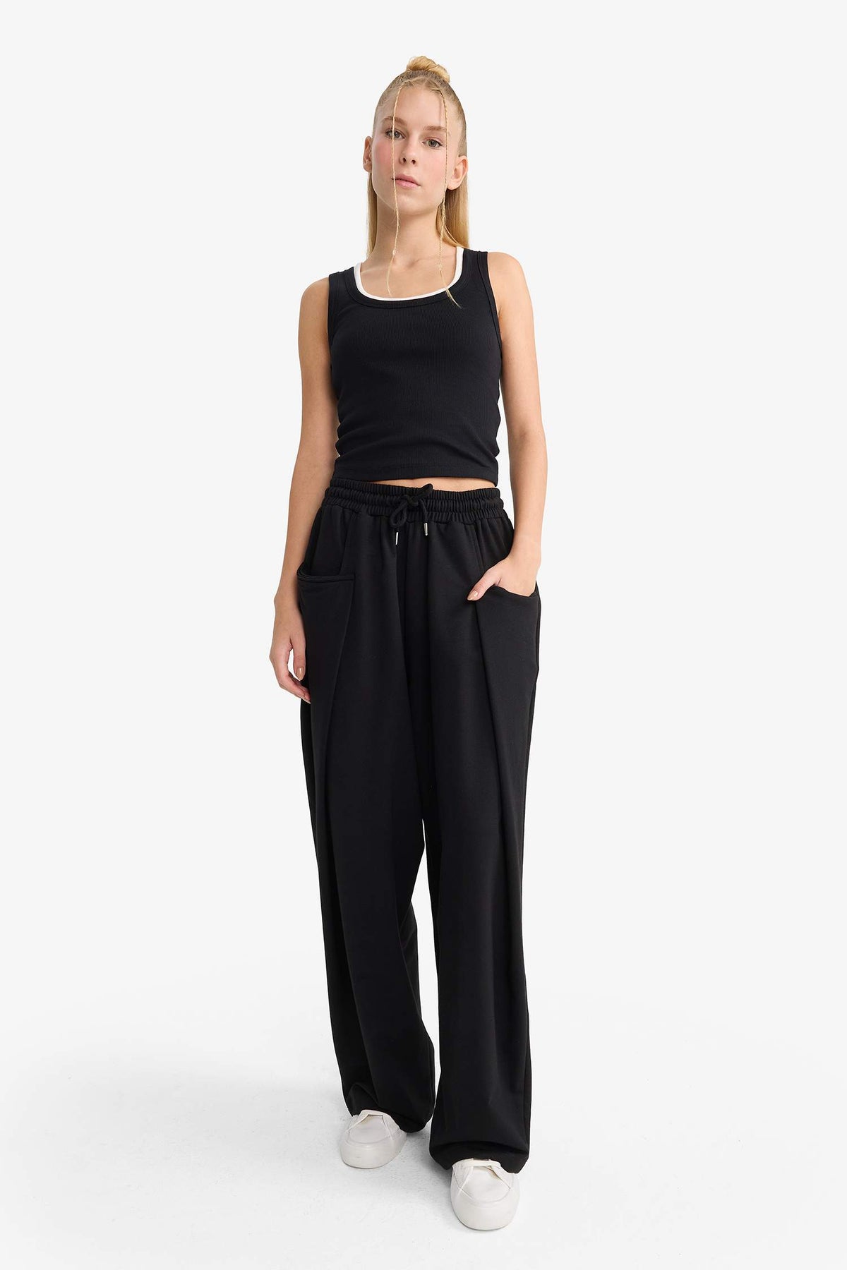 Cool Barrel Fit Wide Leg Sweatpants with Tie Waist