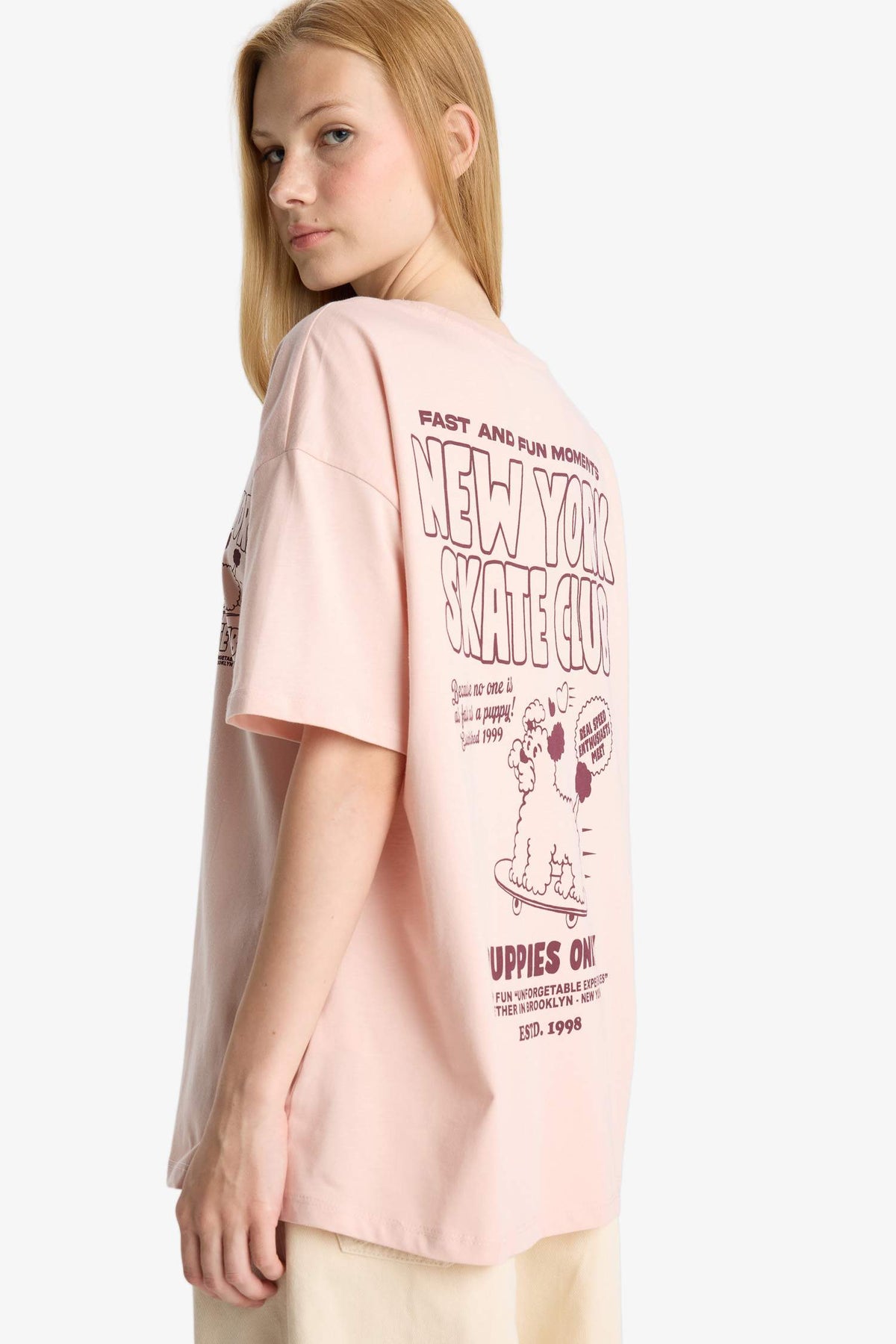 Cool Oversize Wide Pattern Back Printed Short Sleeve T-Shirt