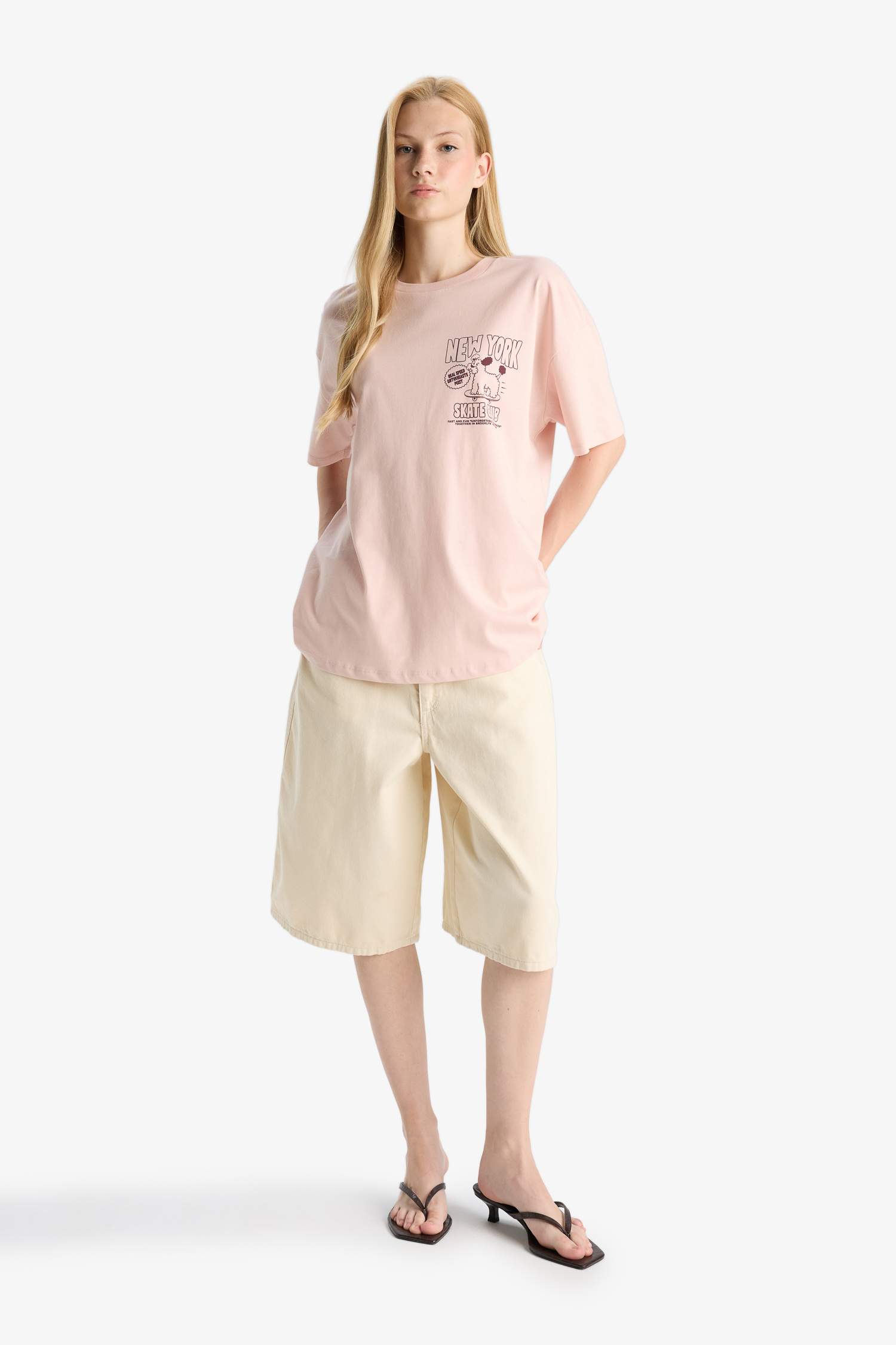 Cool Oversize Wide Pattern Back Printed Short Sleeve T-Shirt