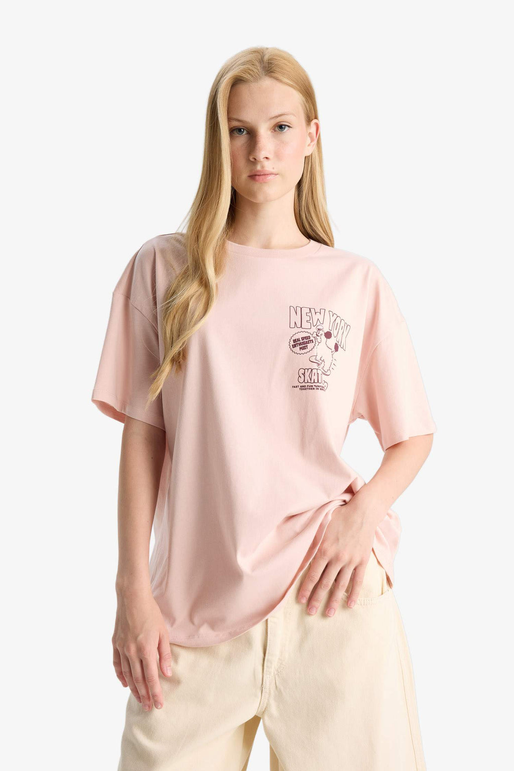 Cool Oversize Wide Pattern Back Printed Short Sleeve T-Shirt