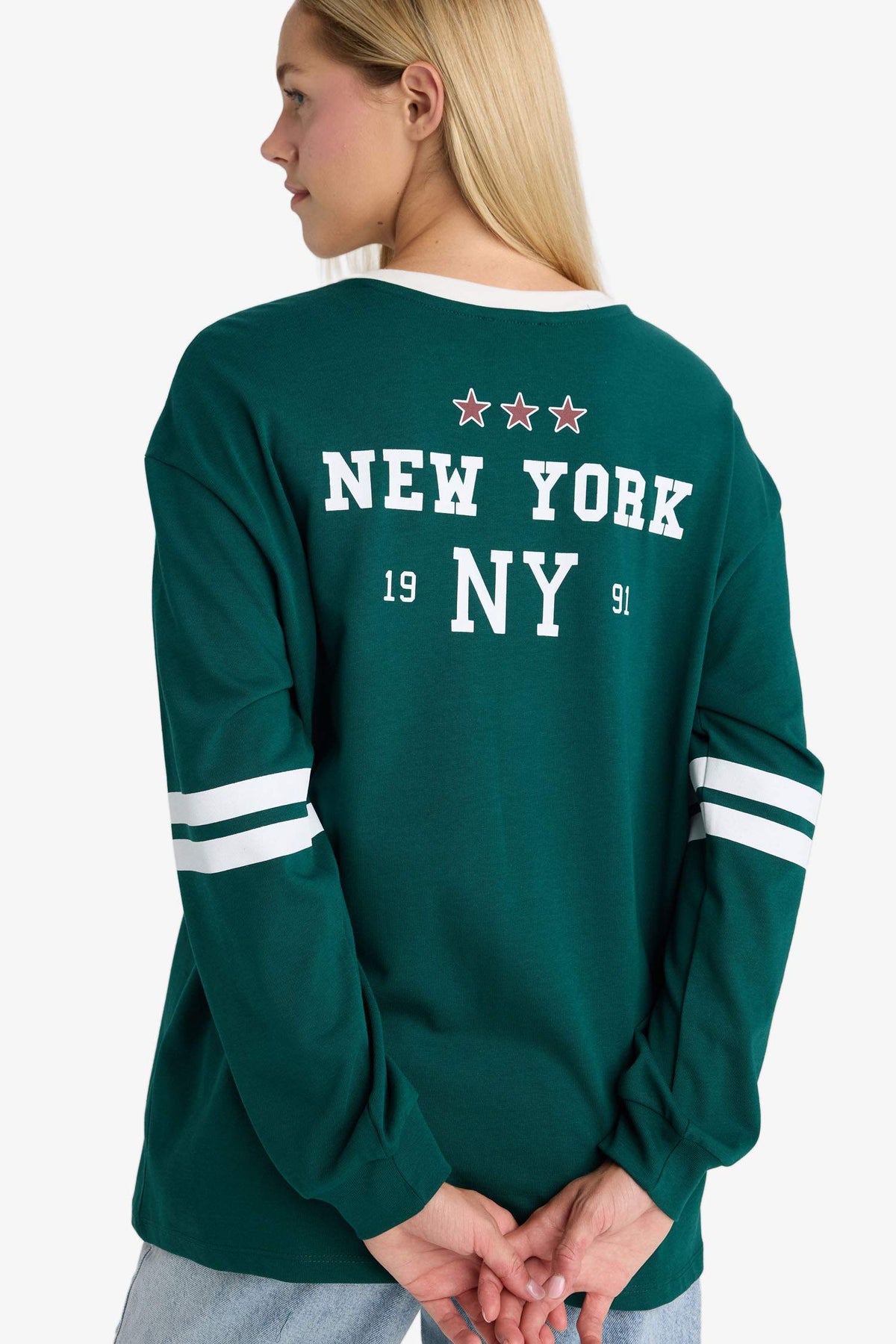 Loose Fit Crew Neck Back Printed Sweatshirt