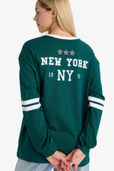 Loose Fit Crew Neck Back Printed Sweatshirt