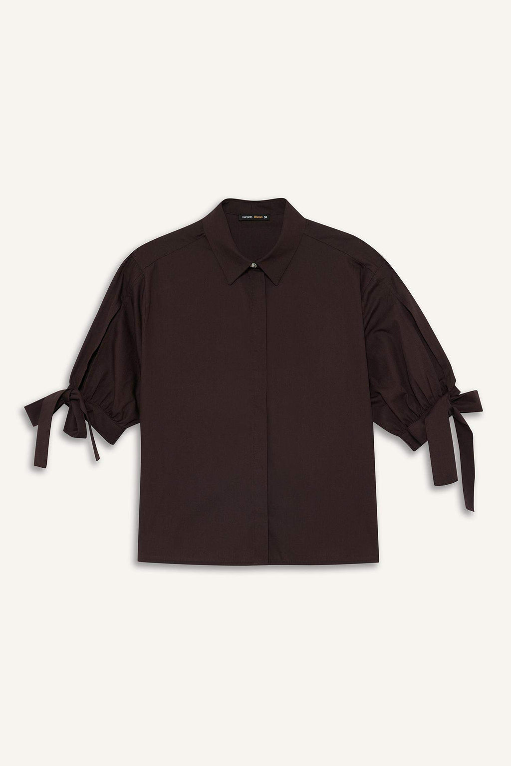 Regular Fit Poplin Long-Sleeve Shirt with Tie Detail