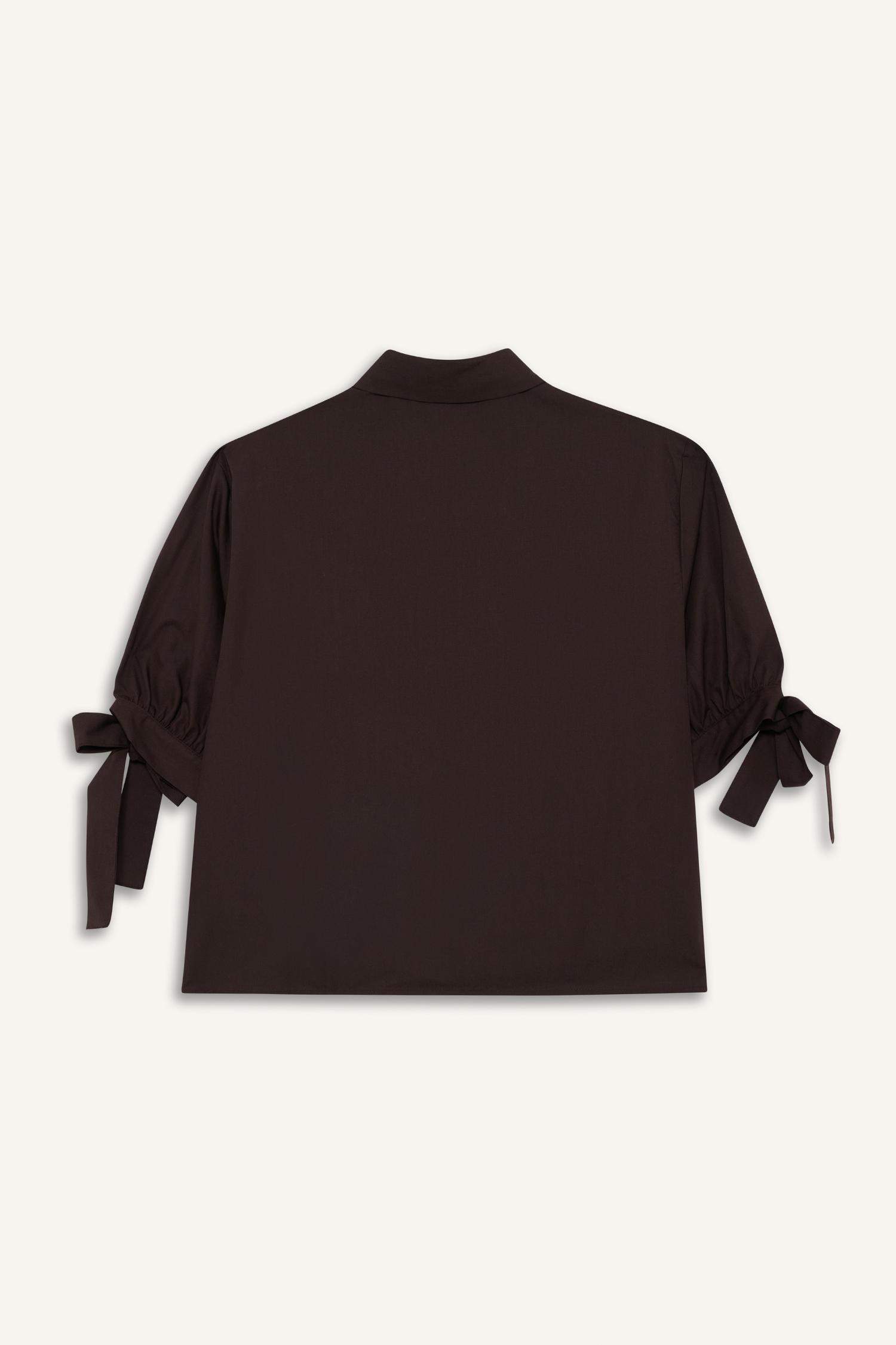 Regular Fit Poplin Long-Sleeve Shirt with Tie Detail