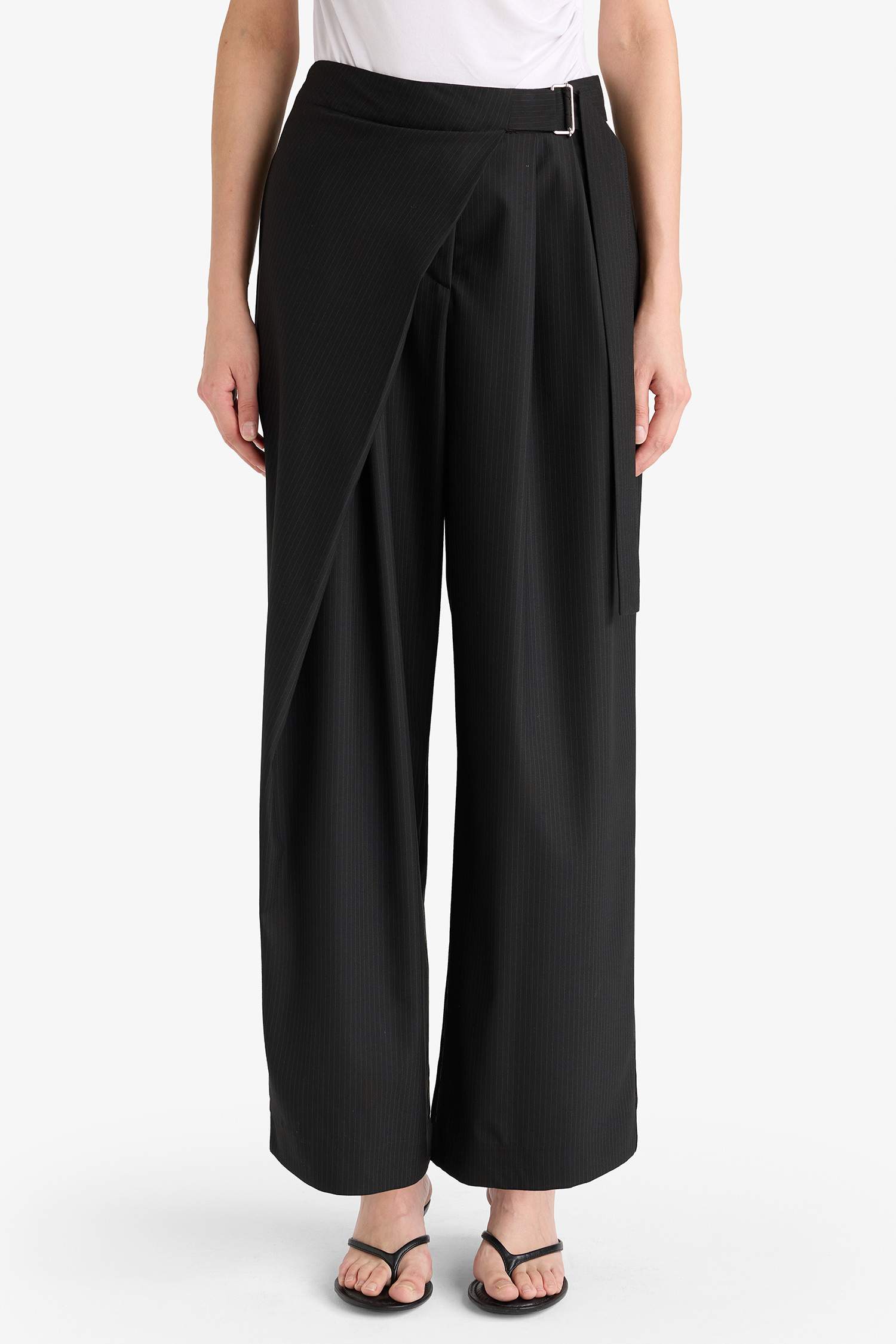 Wide Leg, Belted Pocket, Straight Leg Long Trousers