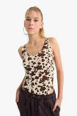 Patterned Strappy Snap-Button Bodysuit