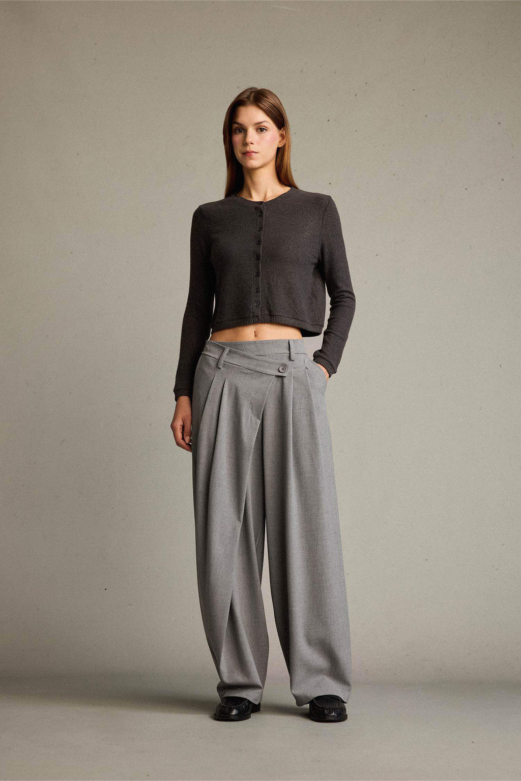 Baggy Fit Zippered Normal Waist Standard Length Trousers