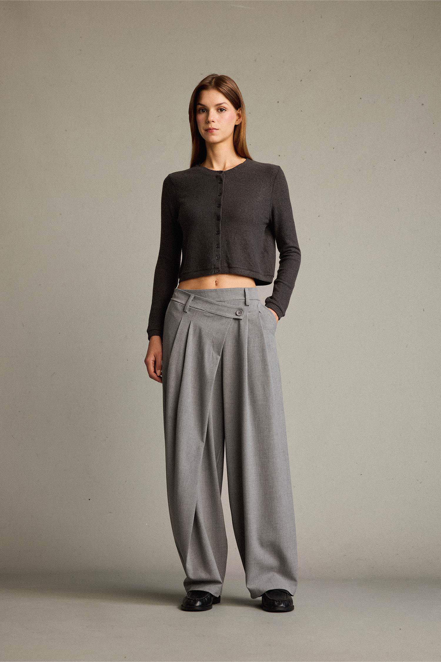 Baggy Fit Zippered Normal Waist Standard Length Trousers