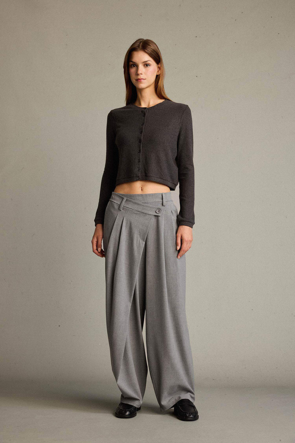 Baggy Fit Zippered Normal Waist Standard Length Trousers