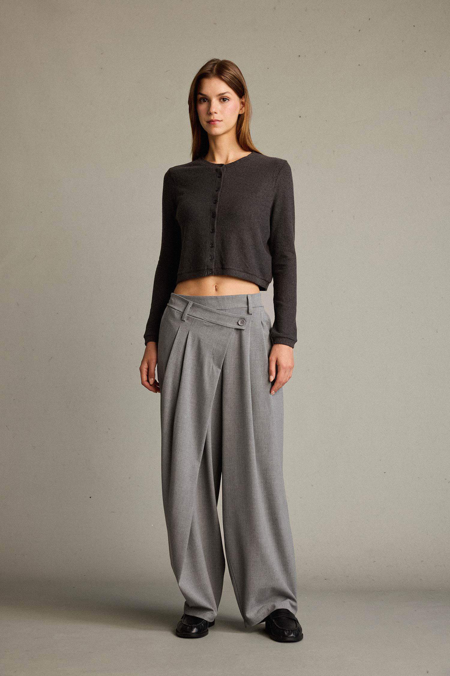 Baggy Fit Zippered Normal Waist Standard Length Trousers