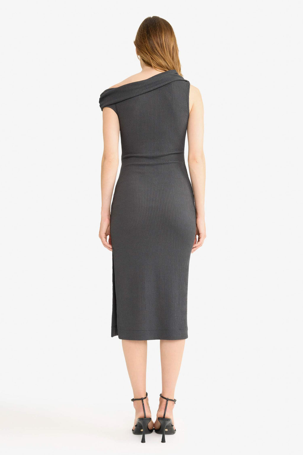 Regular Fit Crinkle One-Shoulder Midi Dress