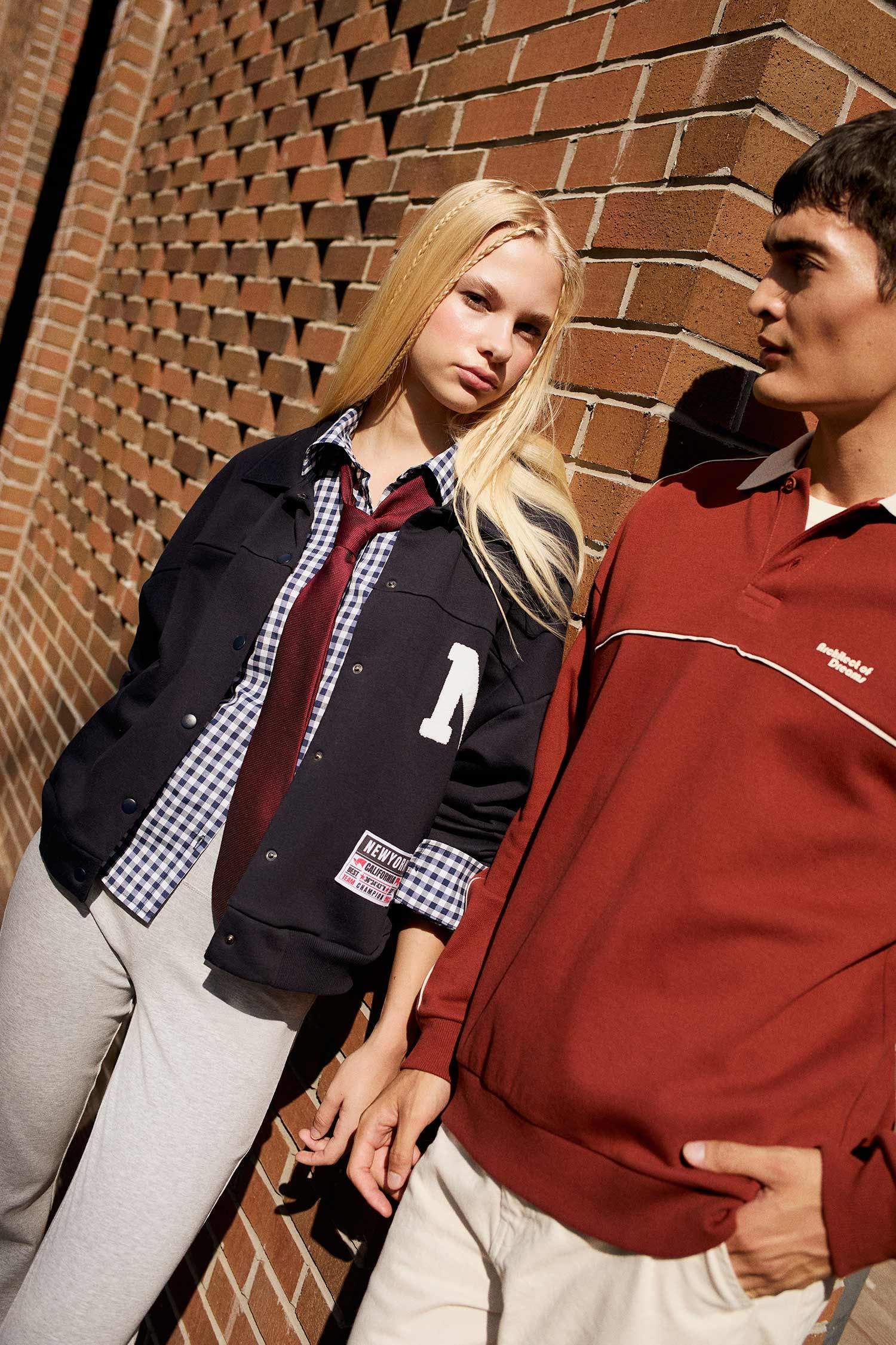 Polo Collar Printed Snap-On Bomber Jacket