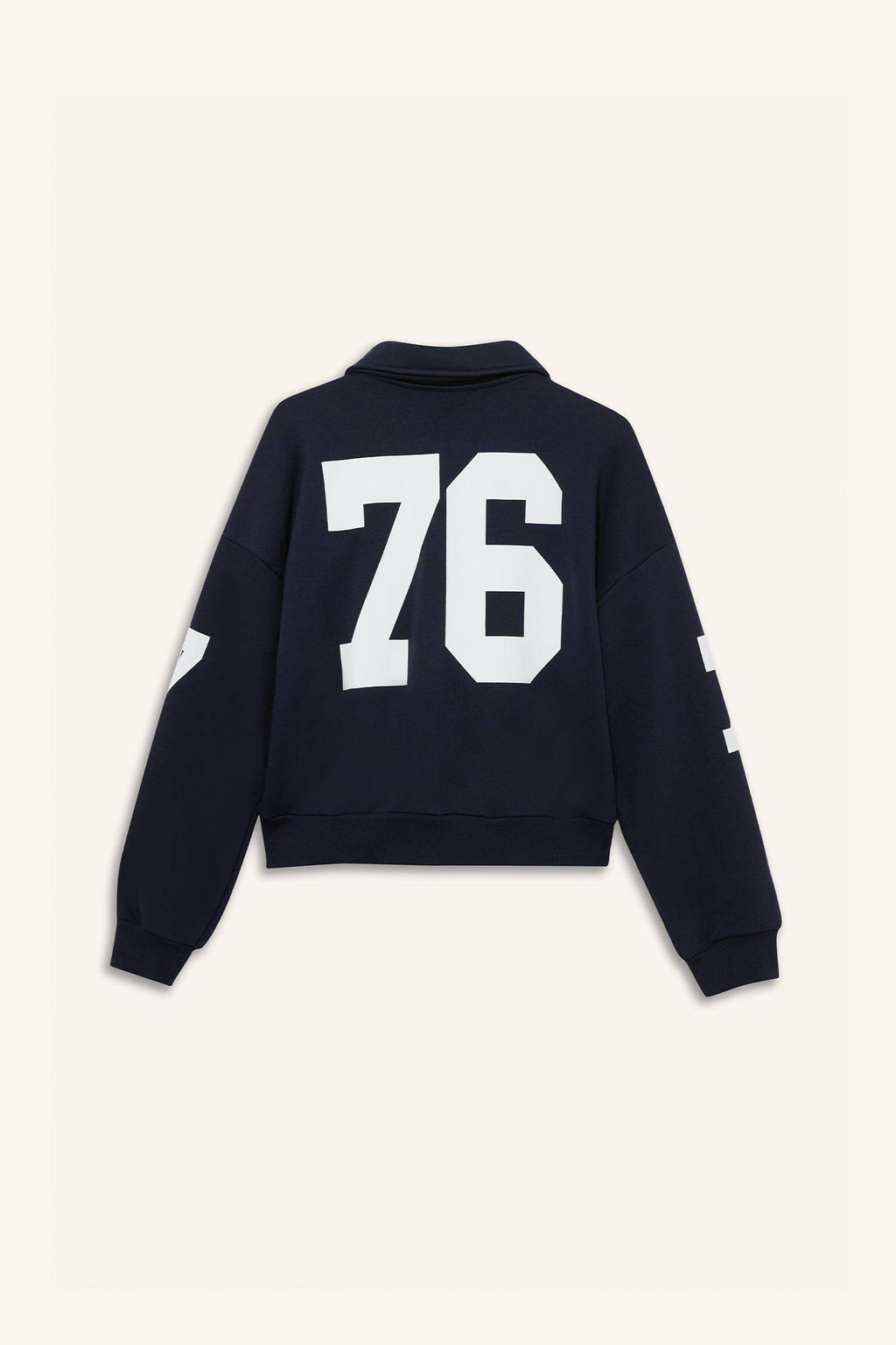 Polo Collar Printed Snap-On Bomber Jacket